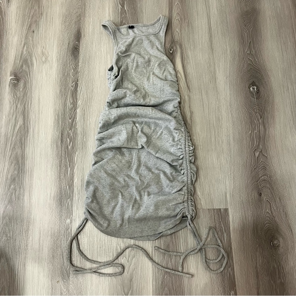 Gray Ruched Tank Dress